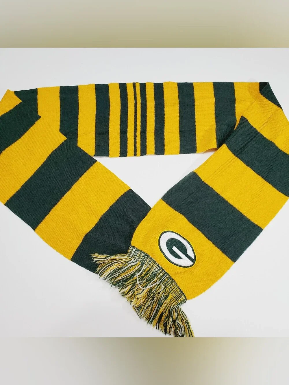Greenbay Packers Unisex Winter Knit Scarf Green & Gold Striped Pattern 60x7